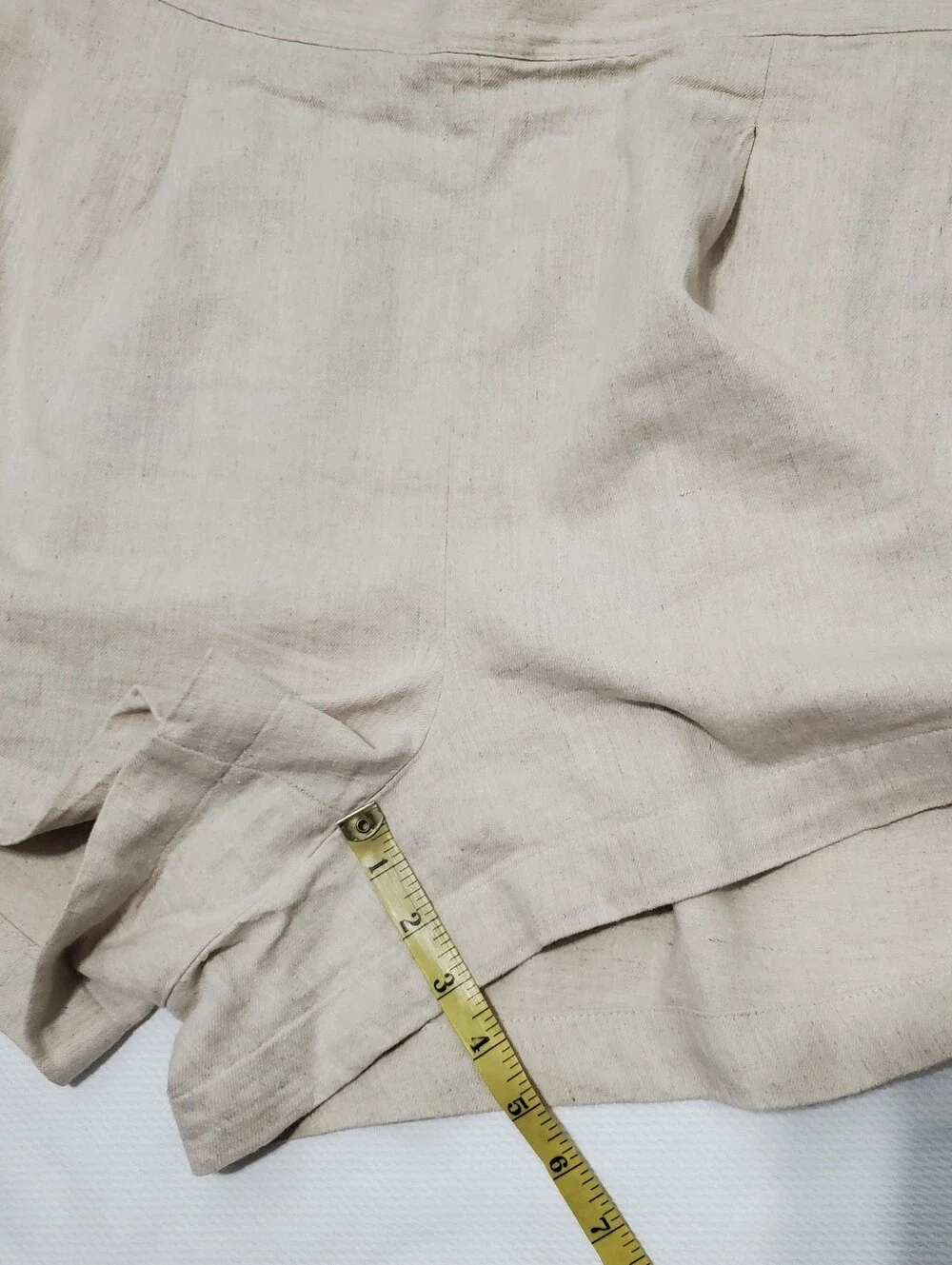 Madewell Clean Pull On Linen Blend Shorts Pleated Elastic Waist Tan Women XL